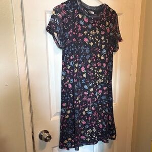 H&M Floral Mini Dress - Black with Pink and Blue